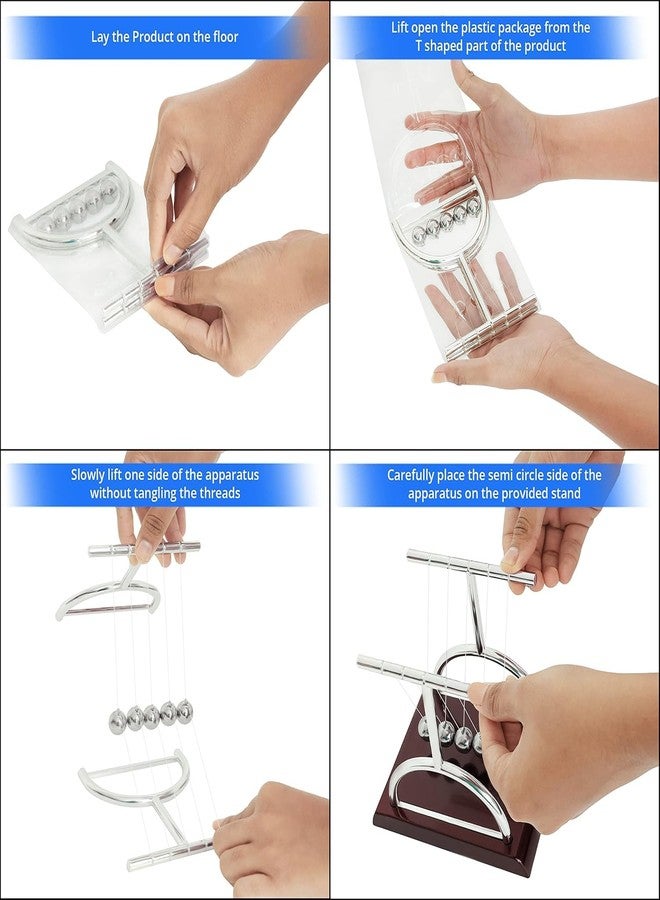 SIMESTICH لعبة بندول نيوتن المعدنية من سيمستيك - لعبة حركة دائمة - كرة توازن متأرجحة مع قاعدة بلاستيكية مصقولة - تمثال كلاسيكي لتزيين المكتب أو المنزل أو غرفة الدراسة - بني - Image 4